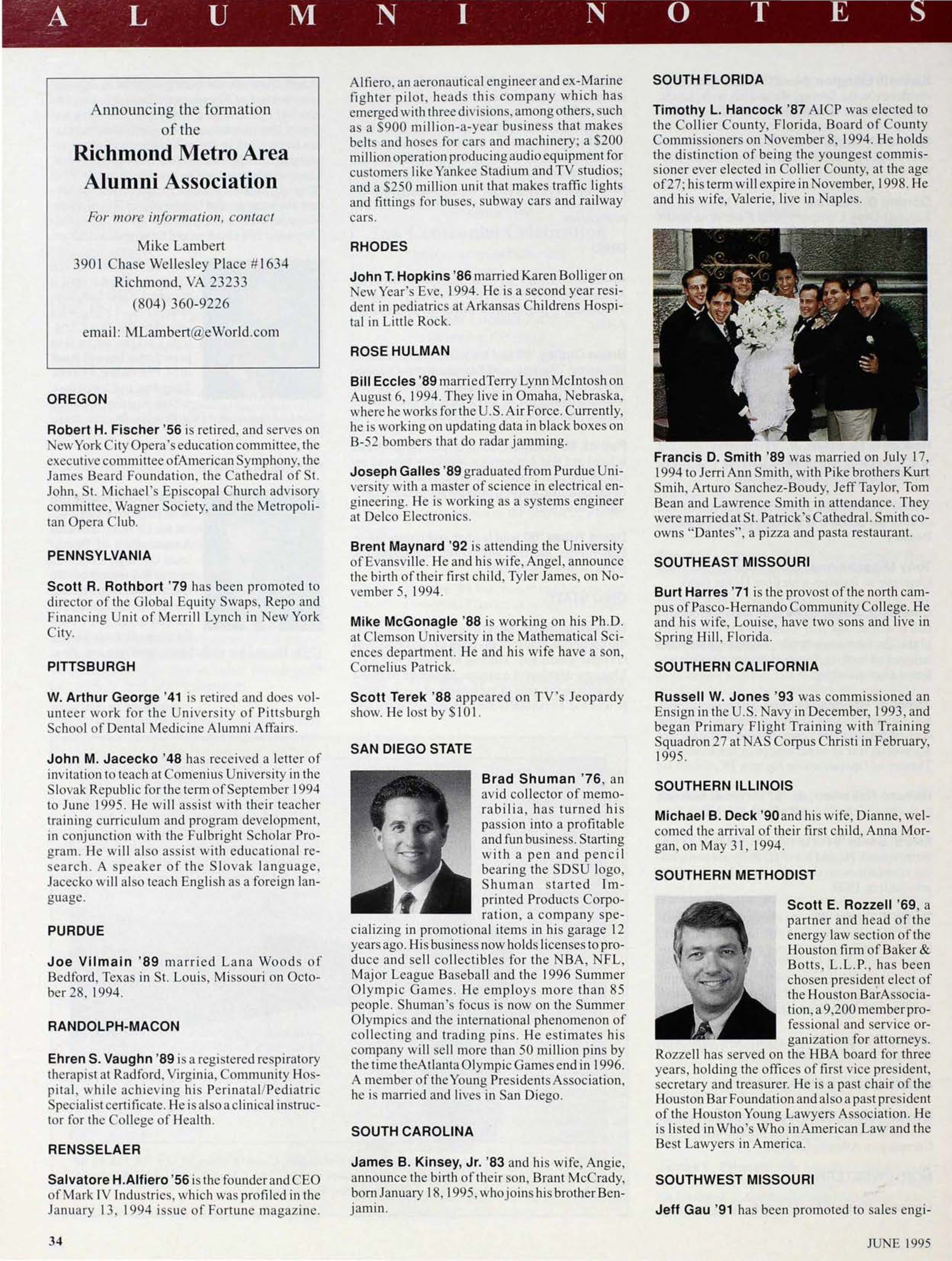 Richmond Metro Area Alumni Association Advertisement, June 1995